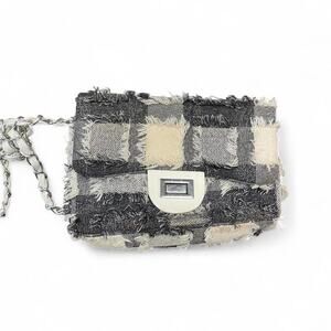 Black and white plaid purse